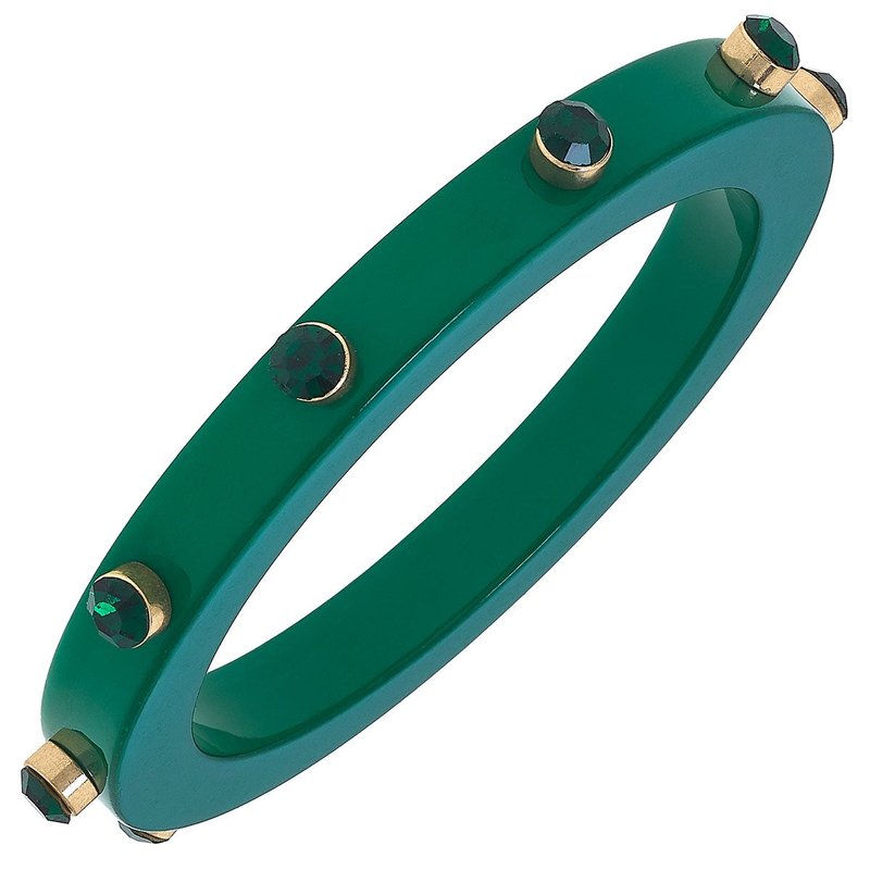 Canvas Style Renee Resin And Rhinestone Bangle In Green