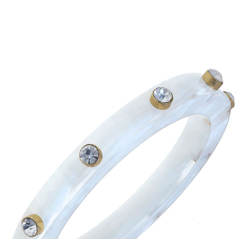 Canvas Style Renee Resin And Rhinestone Bangle In White