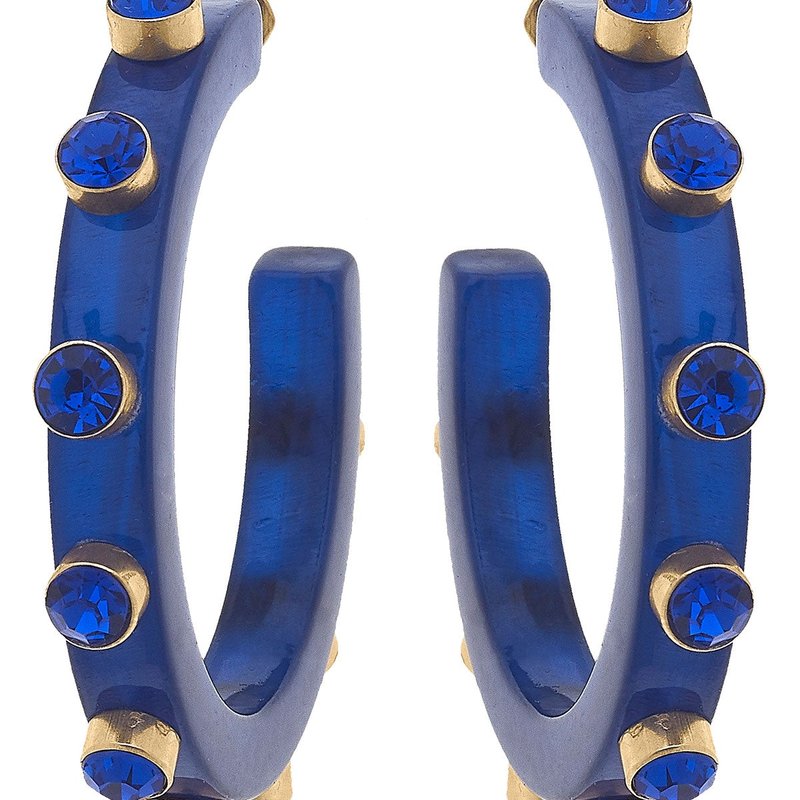 Canvas Style Renee Resin And Rhinestone Hoop Earrings In Blue