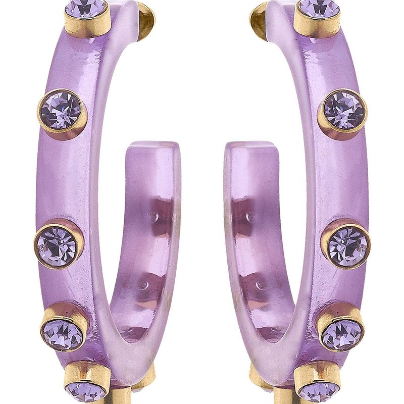Canvas Style Renee Resin And Rhinestone Hoop Earrings In Lavender In Purple