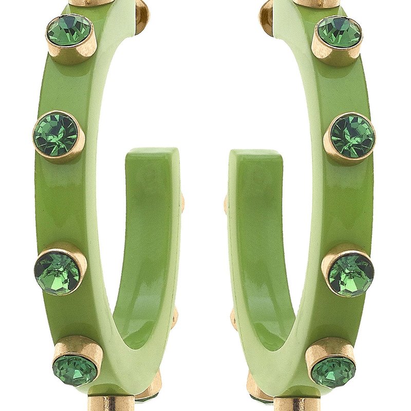 Canvas Style Renee Resin And Rhinestone Hoop Earrings In Lime Green