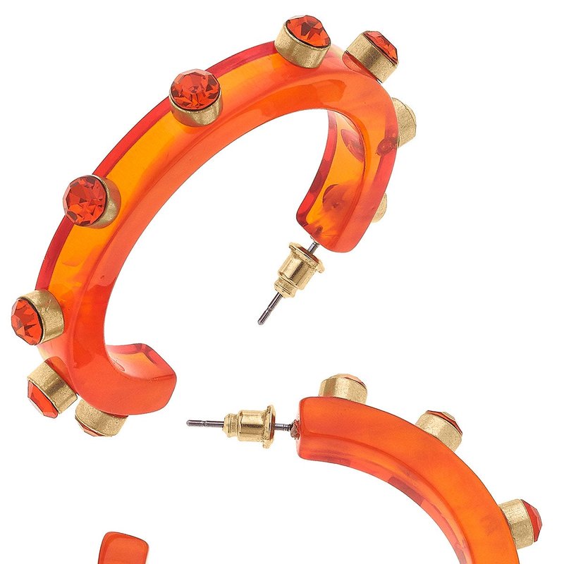 Canvas Style Renee Resin And Rhinestone Hoop Earrings In Orange