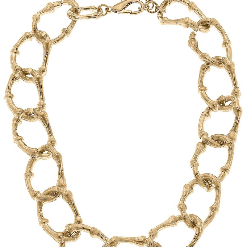 Canvas Style River Oval Bamboo Necklace In Gold