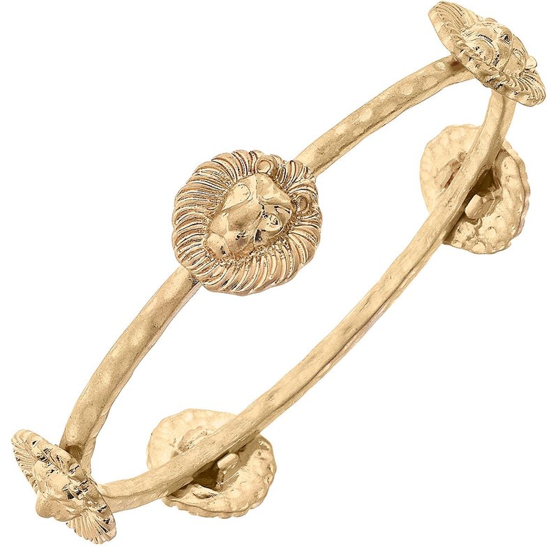 Canvas Style Roan Lion Head Bangle In Gold