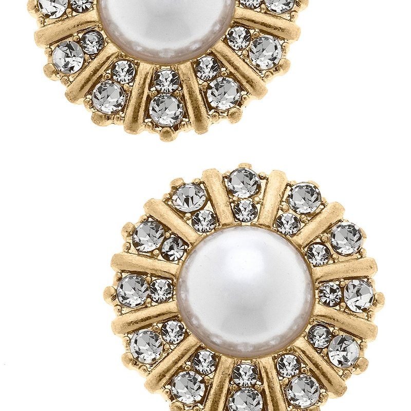 Canvas Style Saoirse Pearl & Rhinestone Stud Earrings In White