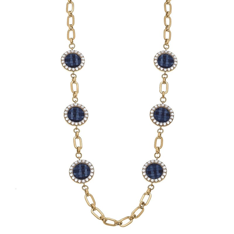Canvas Style Serena Tweed Station Necklace In Blue