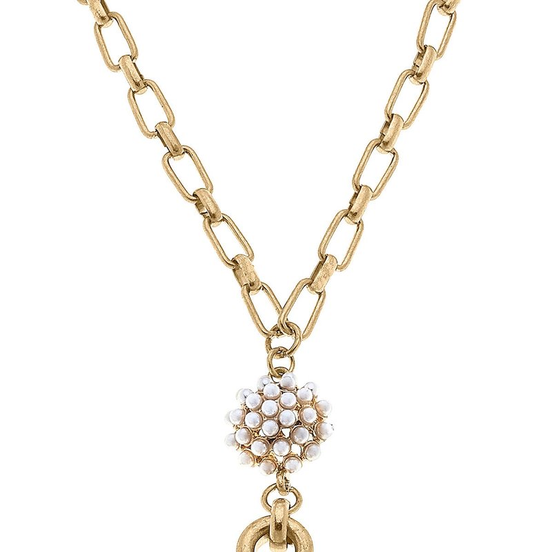 Canvas Style Shawn Anchor & Pearl Cluster Pendant Necklace In Gold