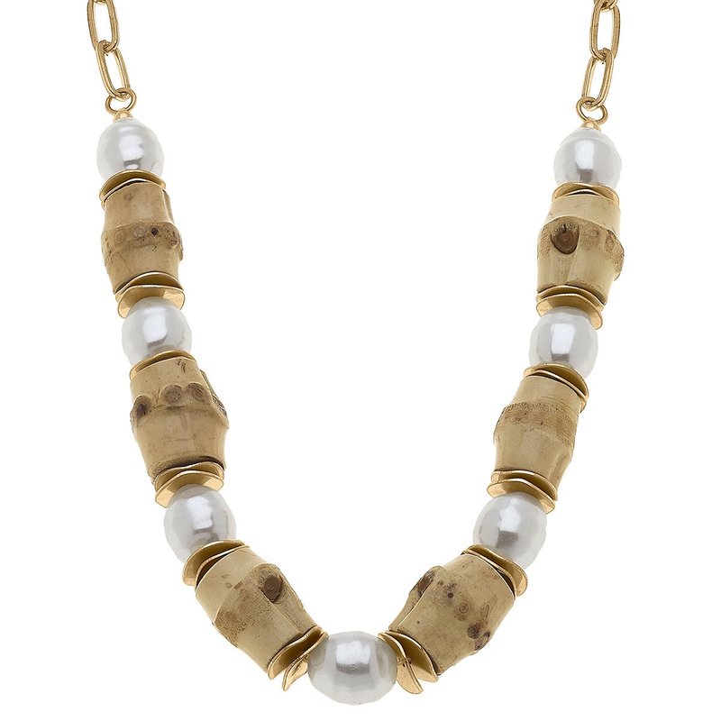 Canvas Style Sloan Bamboo & Pearl Beaded Necklace In Natural In Brown
