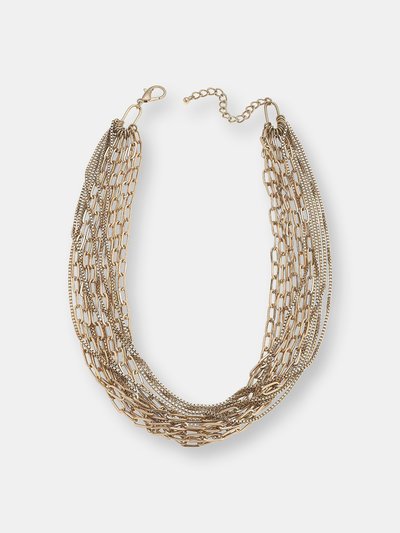 Canvas Style Soren Layered Mixed Media Chain Statement Necklace in Worn Gold product