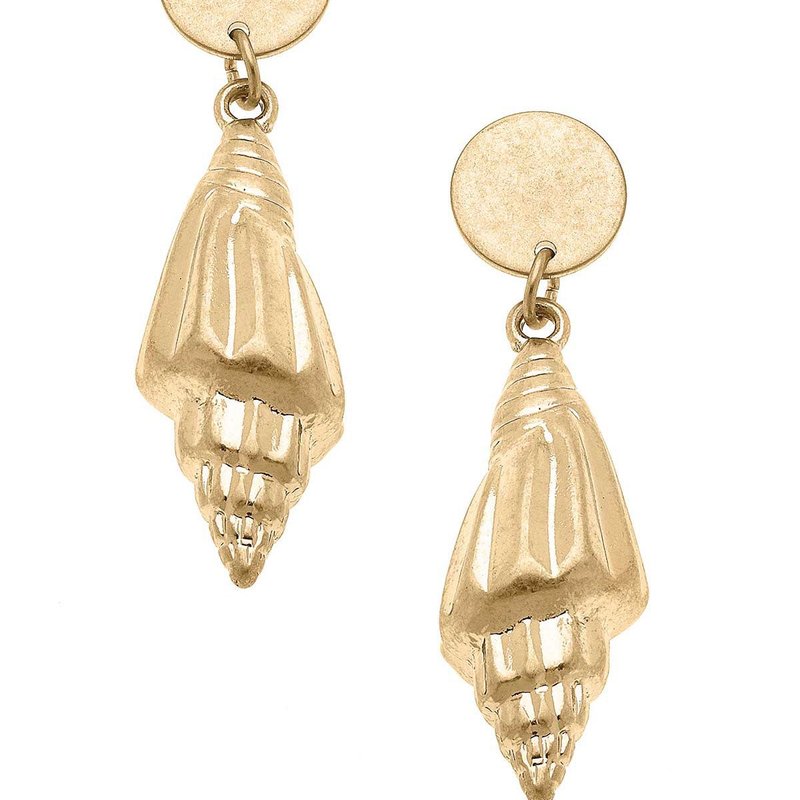 Canvas Style Spiral Shell Statement Earrings In Gold