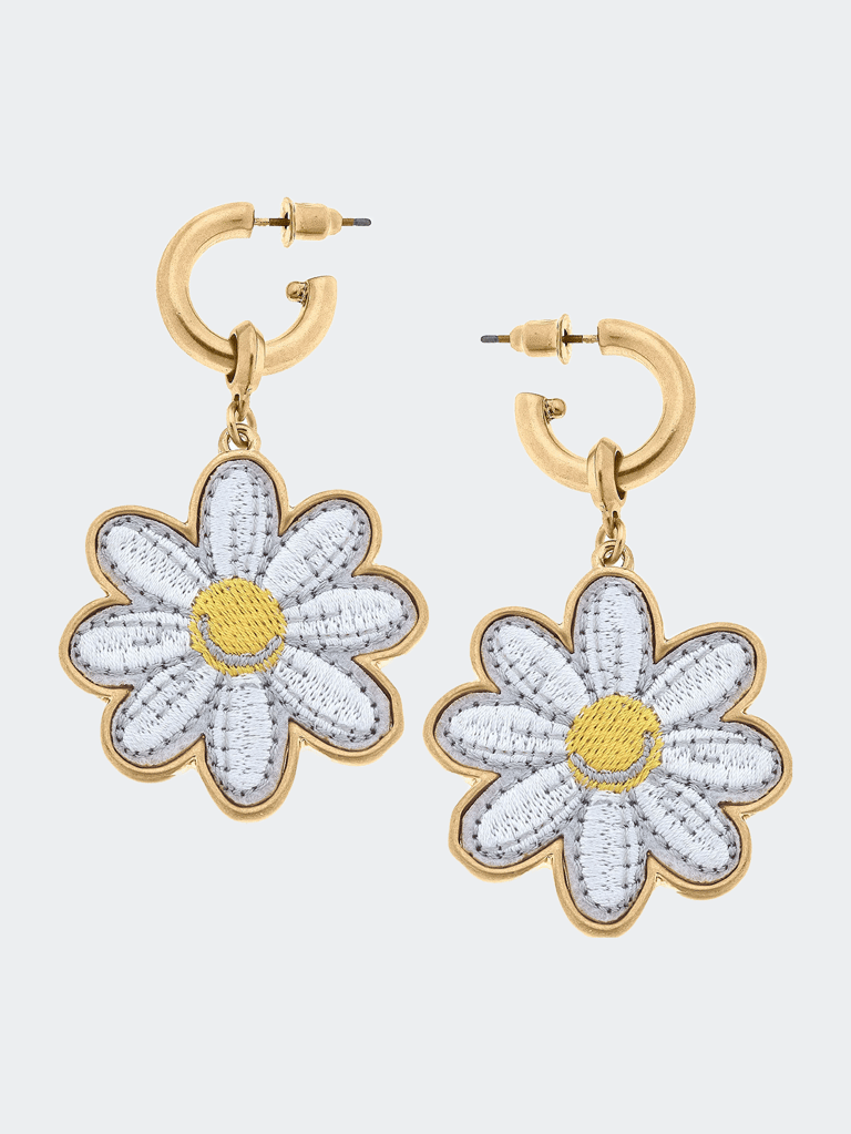 Stuck On You Flower Patch Earrings - White/Yellow
