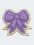 Stuck On You Small Chenille Glitter Bow Patch - Purple