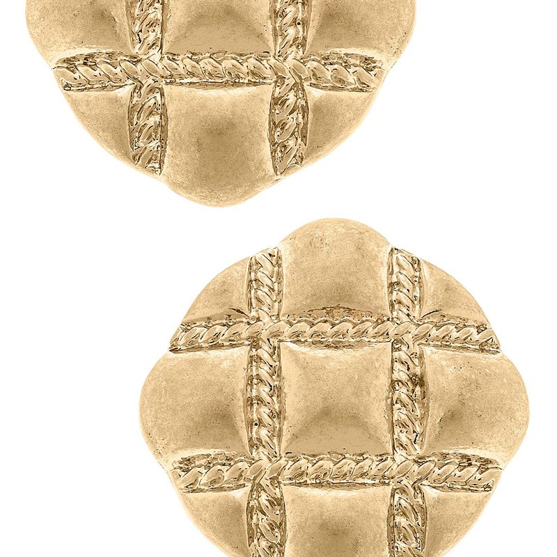 Canvas Style Sunnie Quilted Metal Statement Stud Earrings In Gold