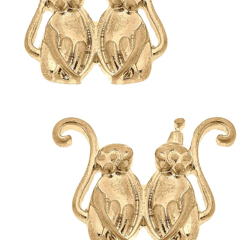 Canvas Style Taylor Monkey Stud Earrings In Gold