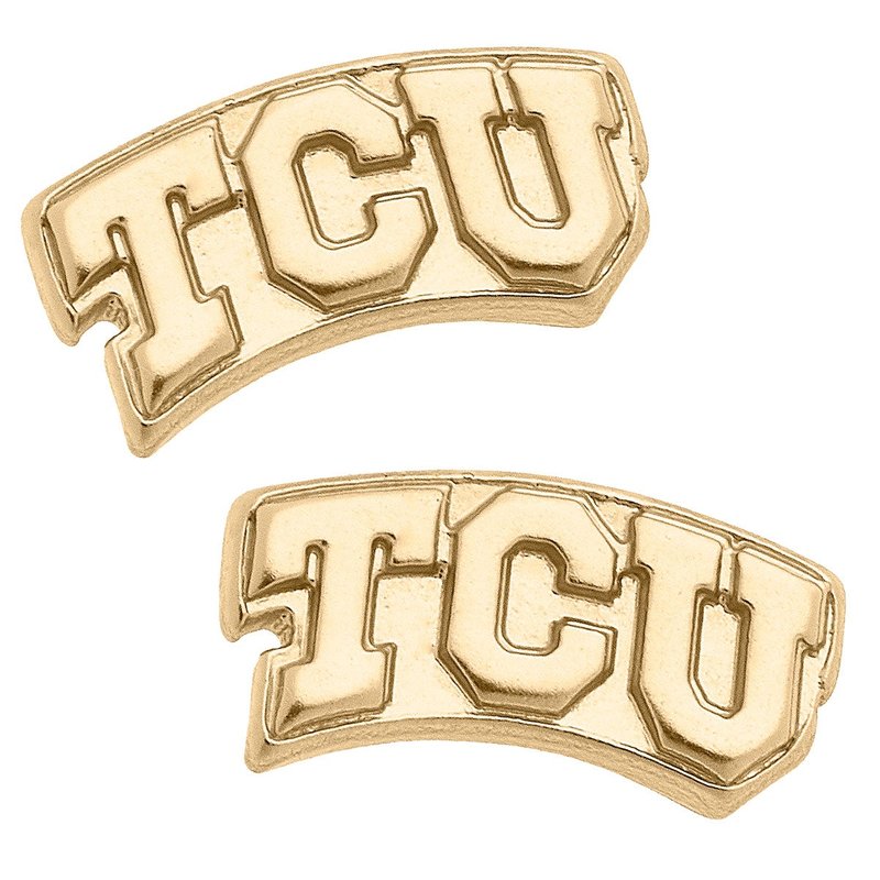 Canvas Style Tcu Horned Frogs 24k Gold Plated Stud Earrings