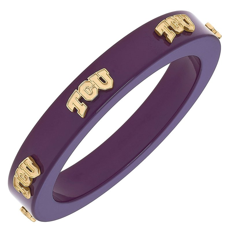 Canvas Style Tcu Horned Frogs Resin Logo Bangle In Purple