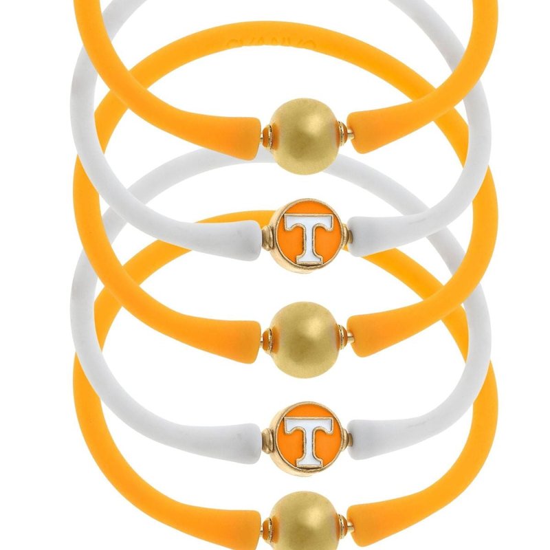 Canvas Style Tennessee Volunteers 24k Gold Plated Bali Bracelet Stack In Orange