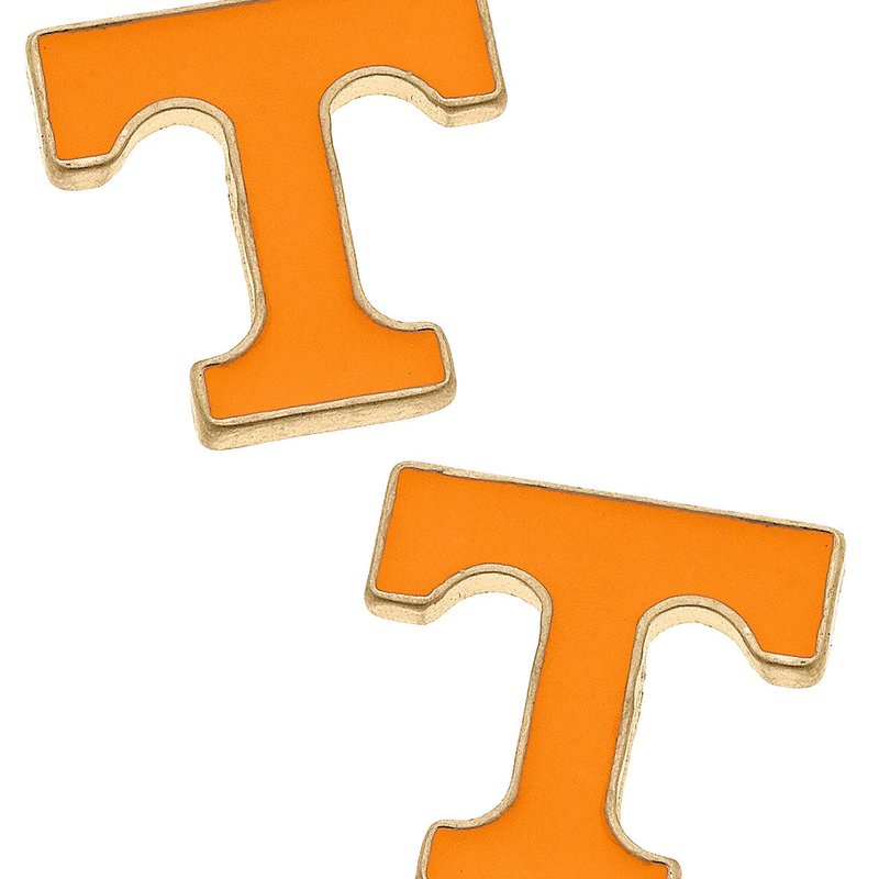 Canvas Style Tennessee Volunteers Enamel Stud Earrings In Orange