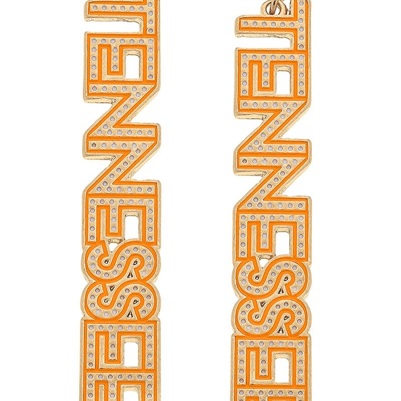 Canvas Style Tennessee Volunteers Pearl Cluster Dotted Enamel Drop Earrings In Orange