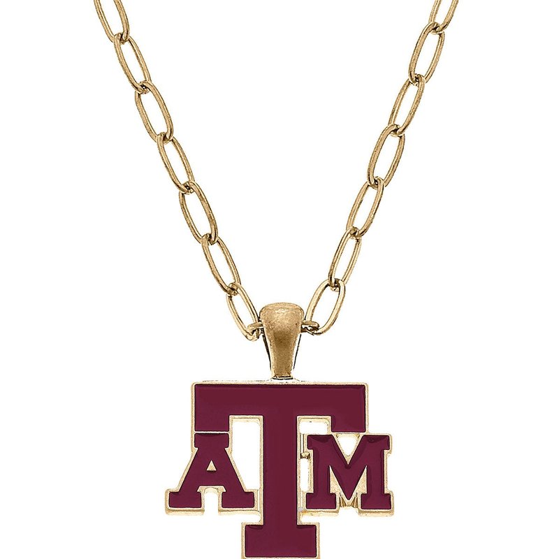 Canvas Style Texas A&m Aggies Enamel Pendant Necklace In Red