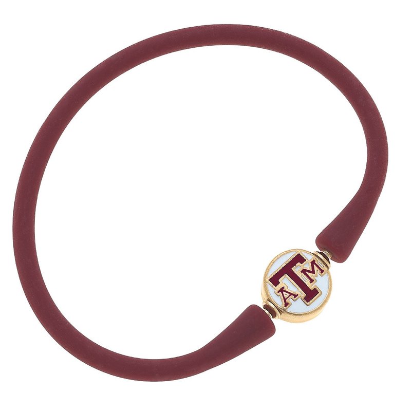 Canvas Style Texas A&m Aggies Enamel Silicone Bali Bracelet In Maroon In Red