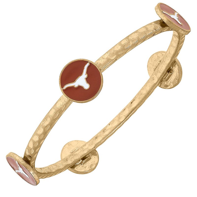 Canvas Style Texas Longhorns Enamel Claudia Bangle In Gold