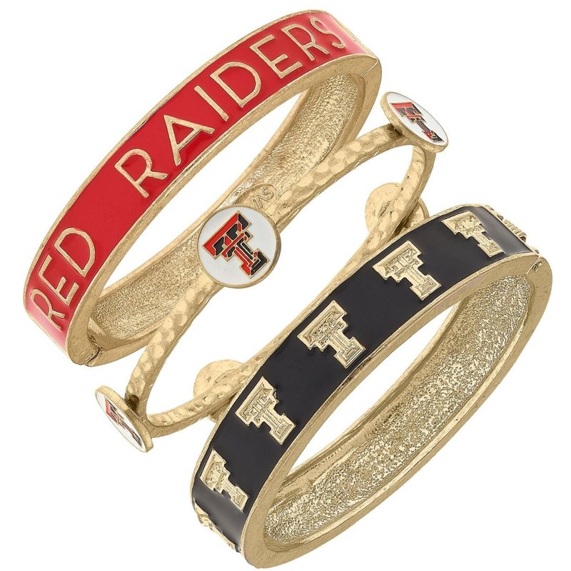 Canvas Style Texas Tech Red Raiders Enamel Bangle Stack In Gold