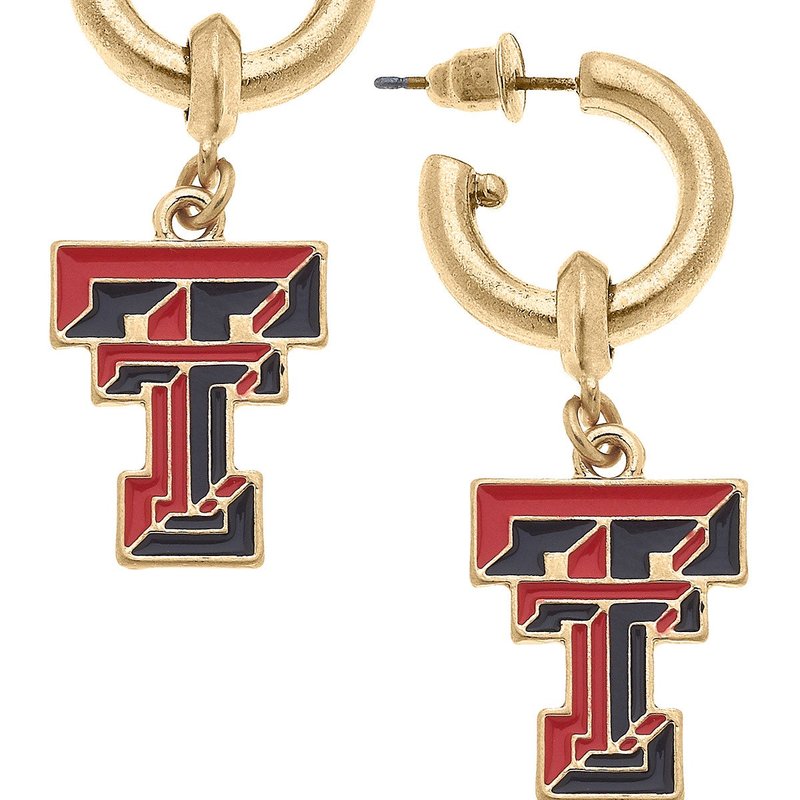 Canvas Style Texas Tech Red Raiders Enamel Drop Hoop Earrings
