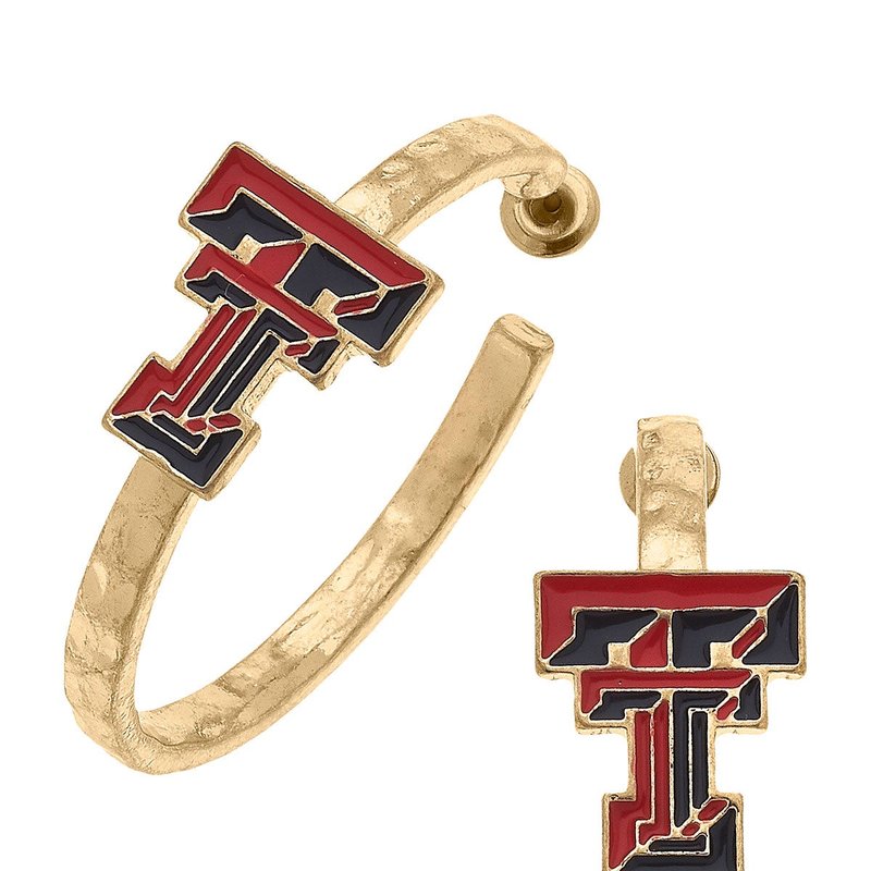 Canvas Style Texas Tech Red Raiders Enamel Logo Hoop Earrings