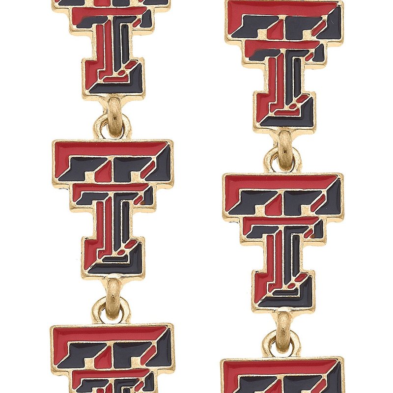 Canvas Style Texas Tech Red Raiders Triple Drop Enamel Earrings