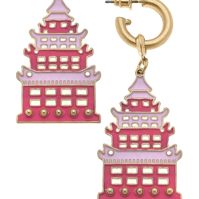 Canvas Style Tiffany Enamel Pagoda Earrings In Pink