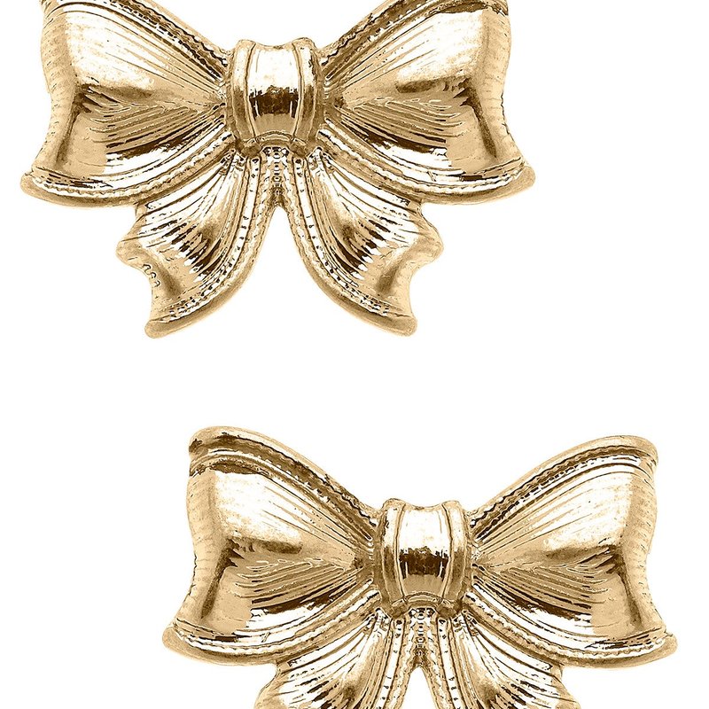 Canvas Style Waverly Bow Stud Earrings In Gold