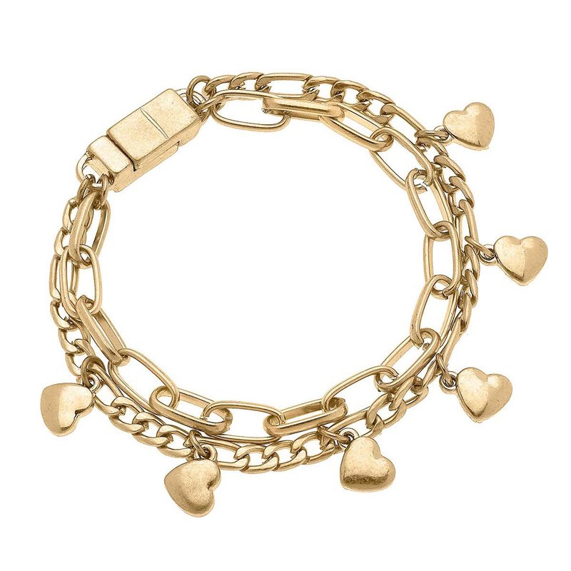 Canvas Style Wilder Heart Layered Chain Link Bracelet In Gold
