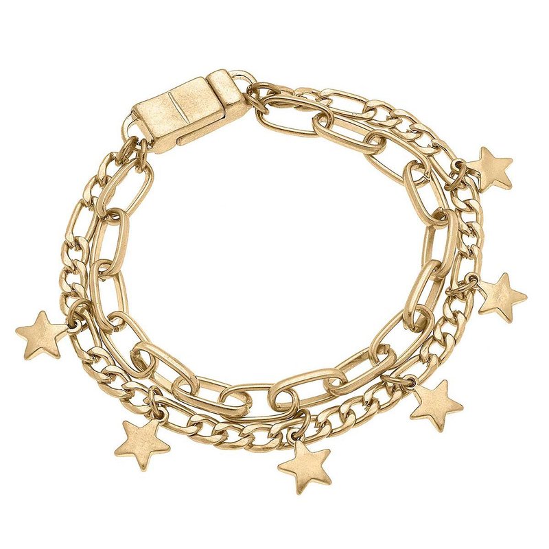 Canvas Style Wilder Star Layered Chain Link Bracelet In Gold
