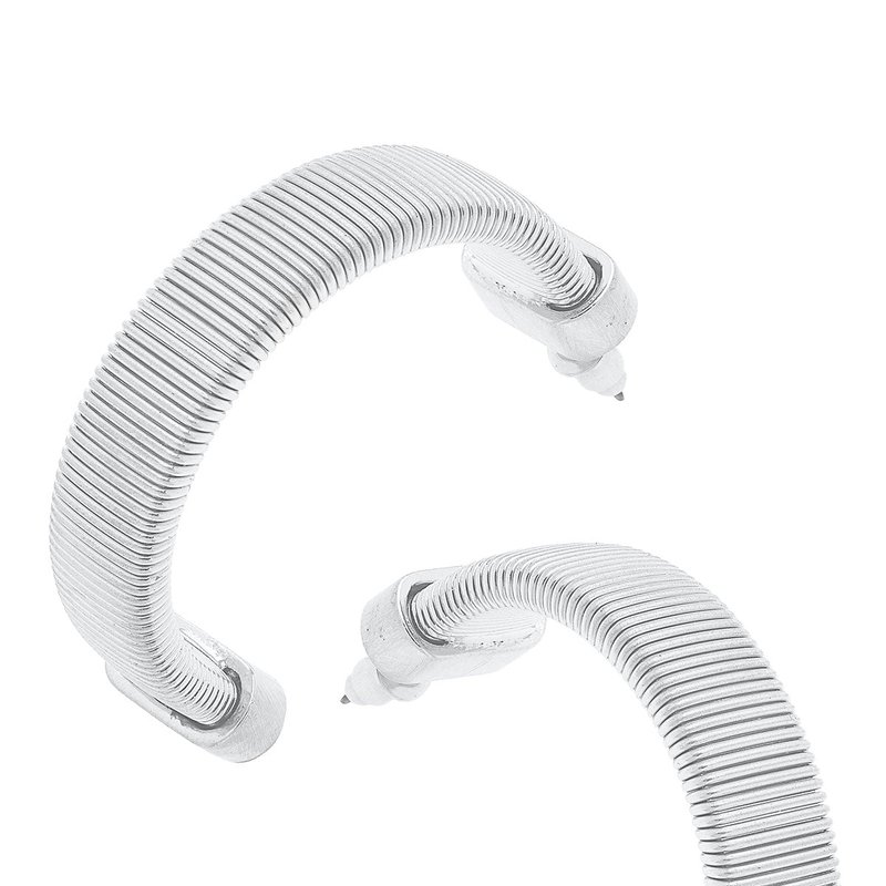 Canvas Style Winston Watchband Hoop Earrings In Satin Silver In Grey