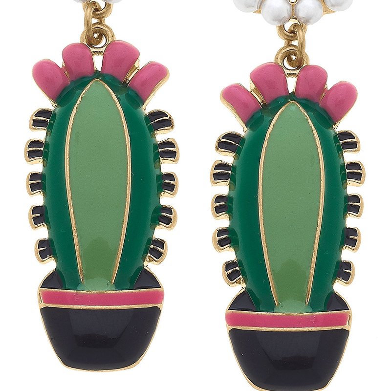 Canvas Style X Ap Style Nashville Cactus Earrings In Green