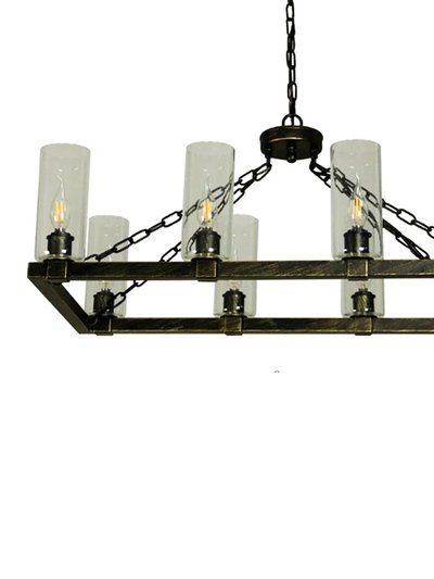 Canyon Home Ancora 12 Light Chandelier Wagon Wheel In Matte Black Steel Frame - 37" Wide product
