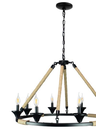 Canyon Home Hinnes Gothic Wagon Wheel Light Fixture With 8 Bulb Overhead Lighting And Vintage Rope Decor product