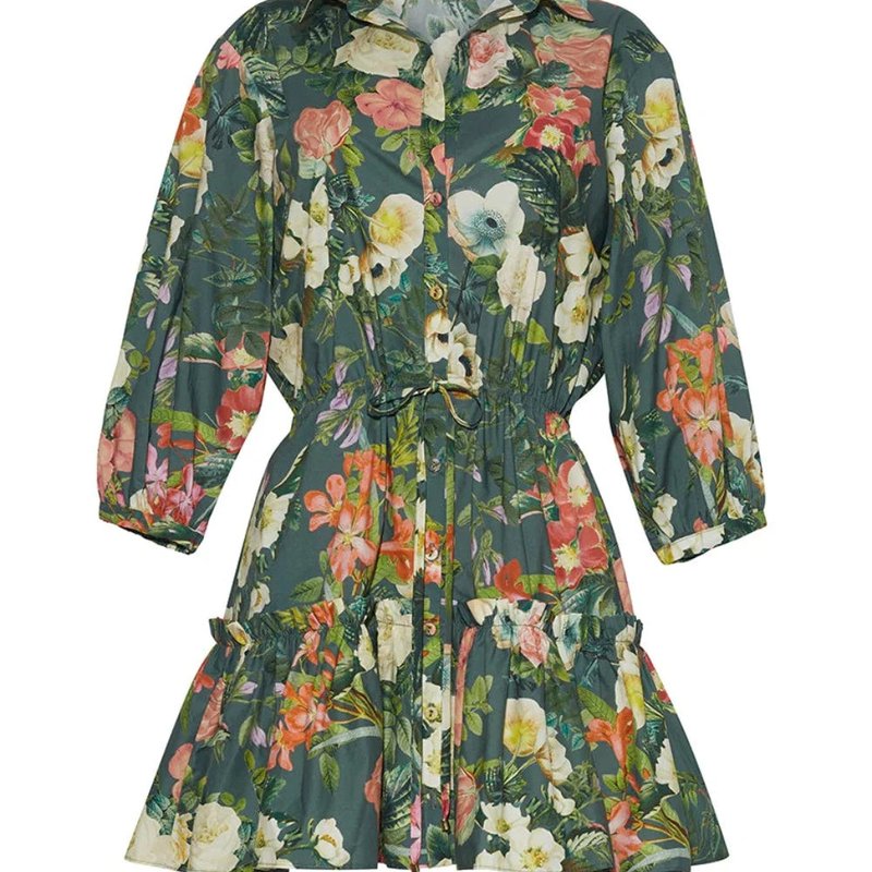 Shop Cara Cara Robin Dress Olive Kingston Floral In Green
