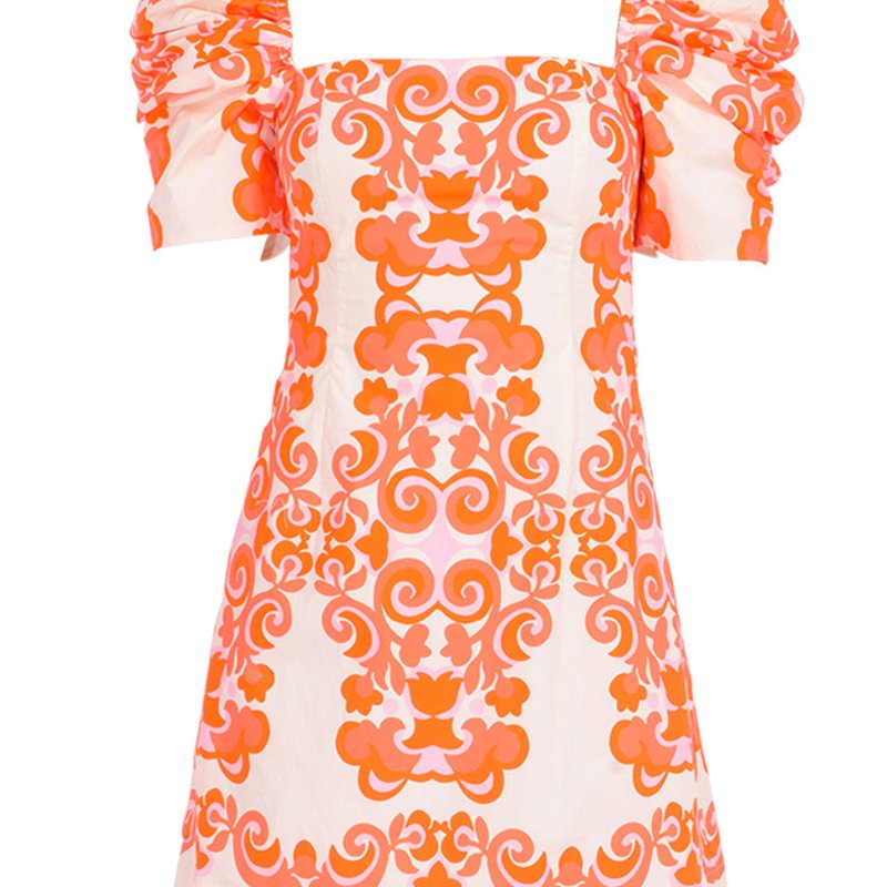 Cara Cara Kelly Geometric-print Cotton Dress In Orange