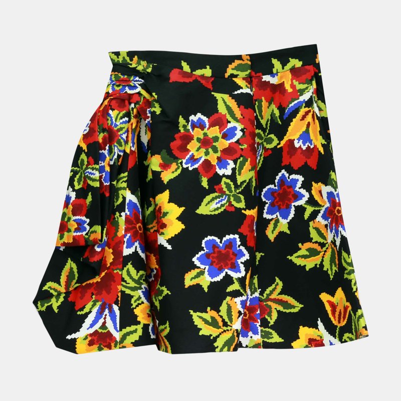 Carolina Herrera Women's Black Multi Dramatic Front Drape Mini Skirt