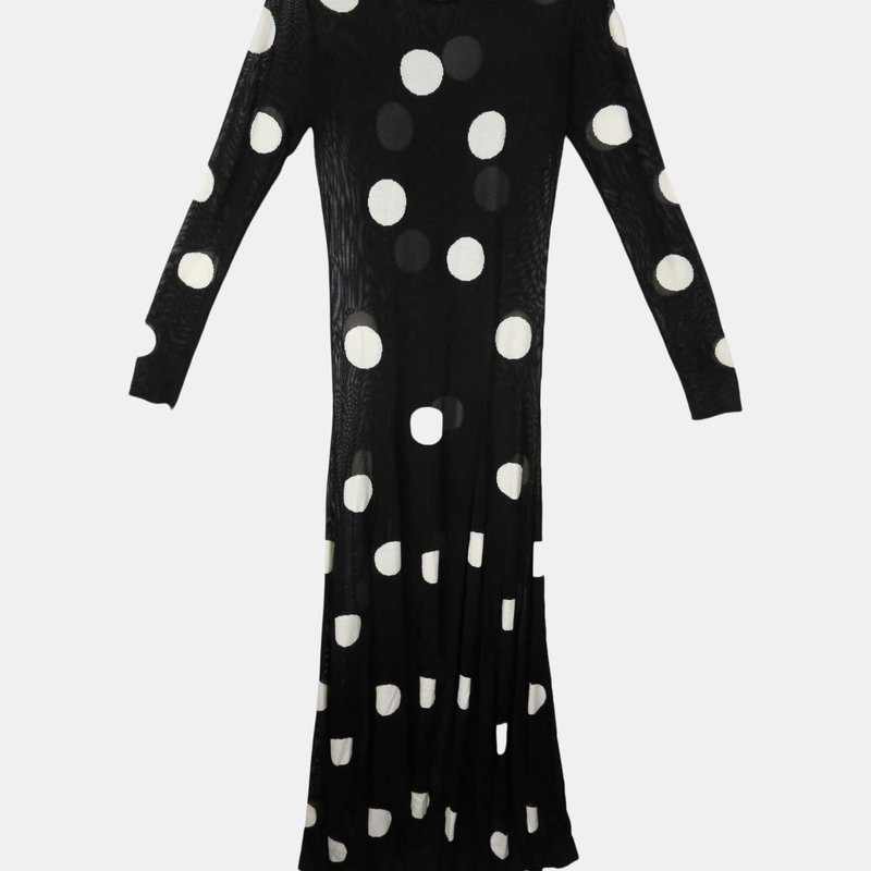 Shop Carolina Herrera Women's Black Multi Fluid Dress With Dots Detail