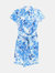 Carolina Herrera Women's Blue Multi Short Sleeve Collared Dress - 4 - Blue Multi