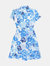 Carolina Herrera Women's Blue Multi Short Sleeve Collared Dress - 4