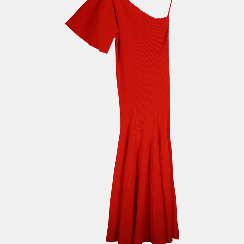 Carolina Herrera Women's Chili Red One Shoulder A Line Dress
