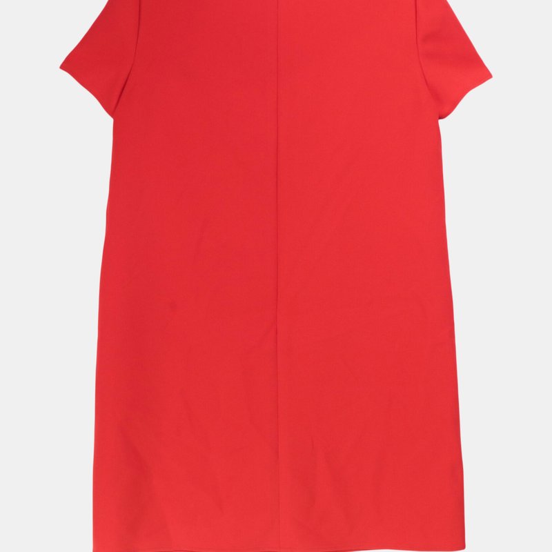 Shop Carolina Herrera Women's Chili Red Short Sleeve Crewneck Shift Dress