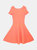Carolina Herrera Women's Coral Multi Bateau Neck Short Sleeve Fit and Flare Dress