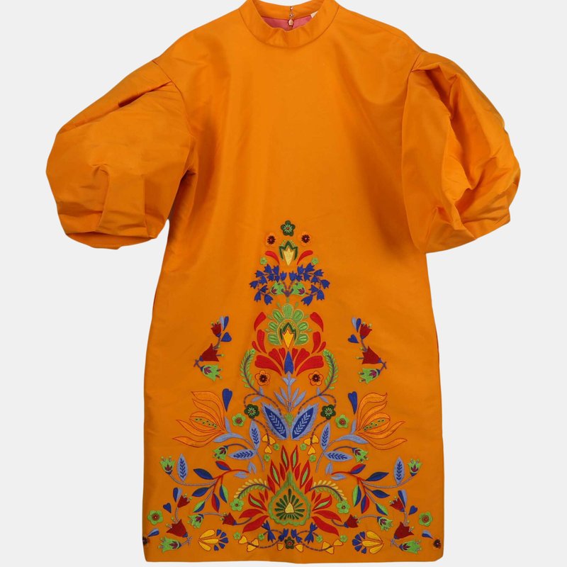 Carolina Herrera Women's Orange Dramatic Sleeve Emp Shift Dress