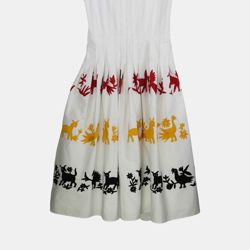 Shop Carolina Herrera Women's Sleeveless Pleated A Line Dress In White