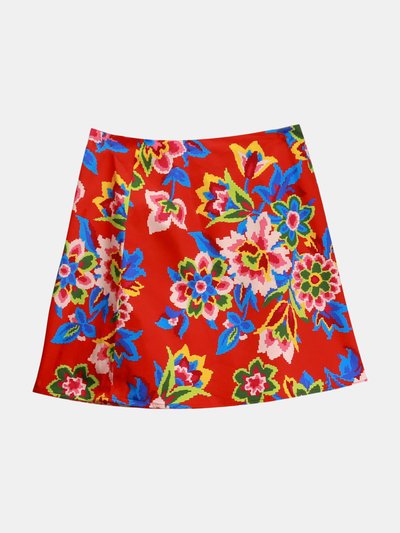 Carolina Herrera Women's Chili Red Multi Digital flowers Mini Skirt product